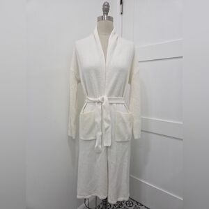 Guess Cream Women's Long Sleeve Rib Knit Midi Cardigan Sweater Size XS